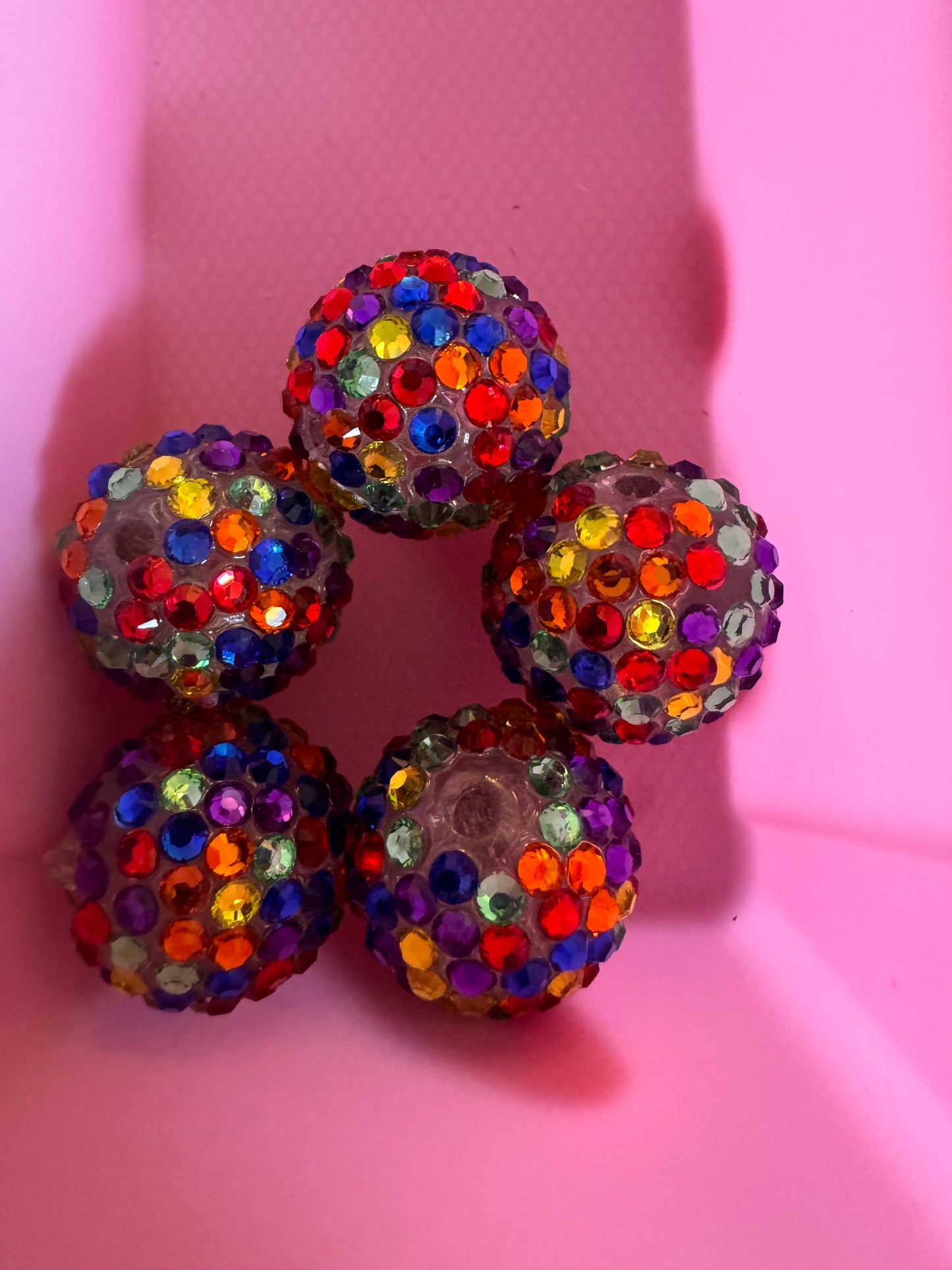 20mm Rainbow Rhinestone Beads (5pcs)