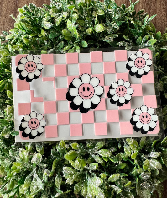 Checkered Happy Flowers Card Wrap