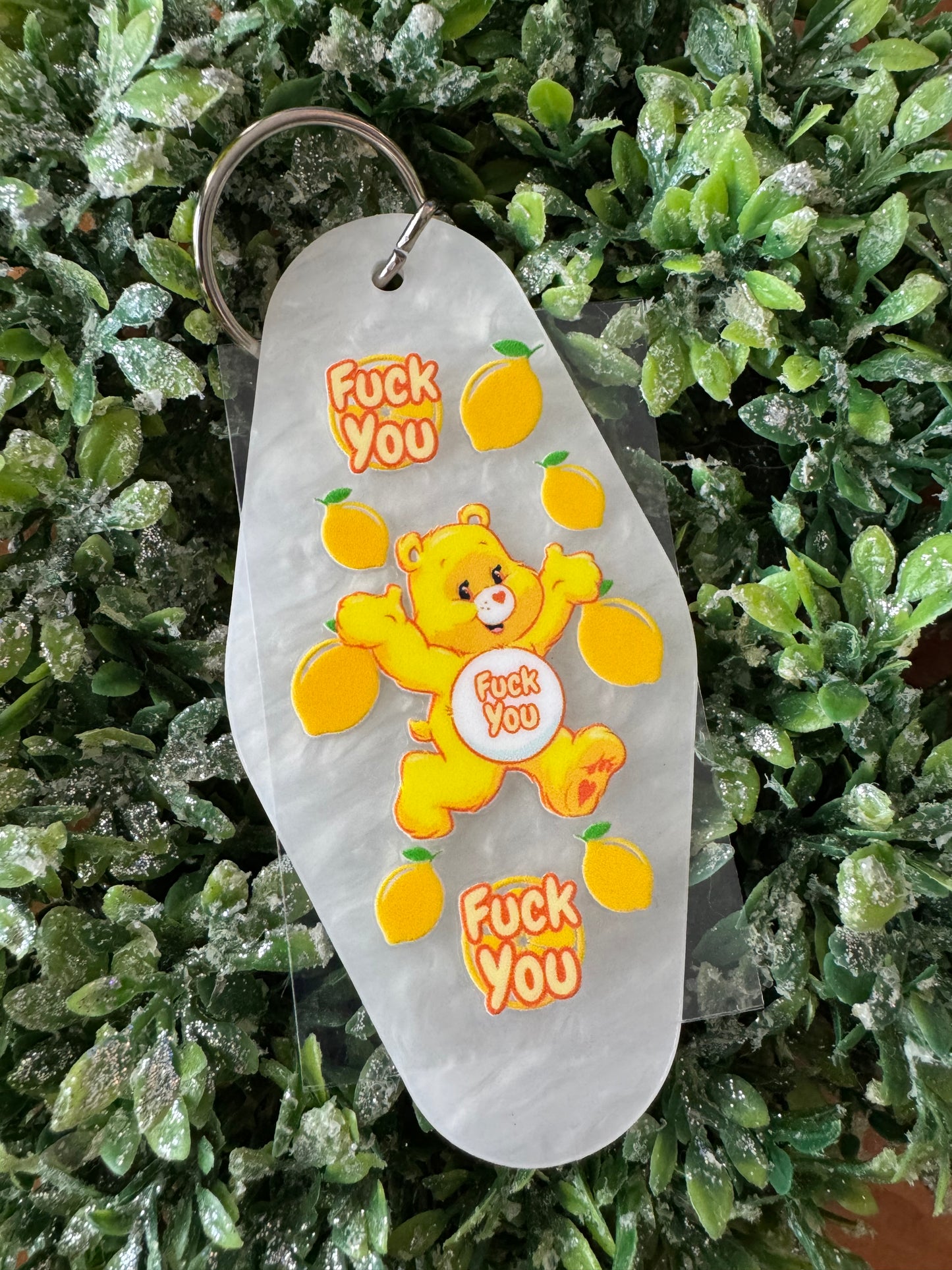 Yellow Swear Bear Keychain Decal