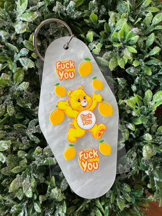 Yellow Swear Bear Keychain Decal