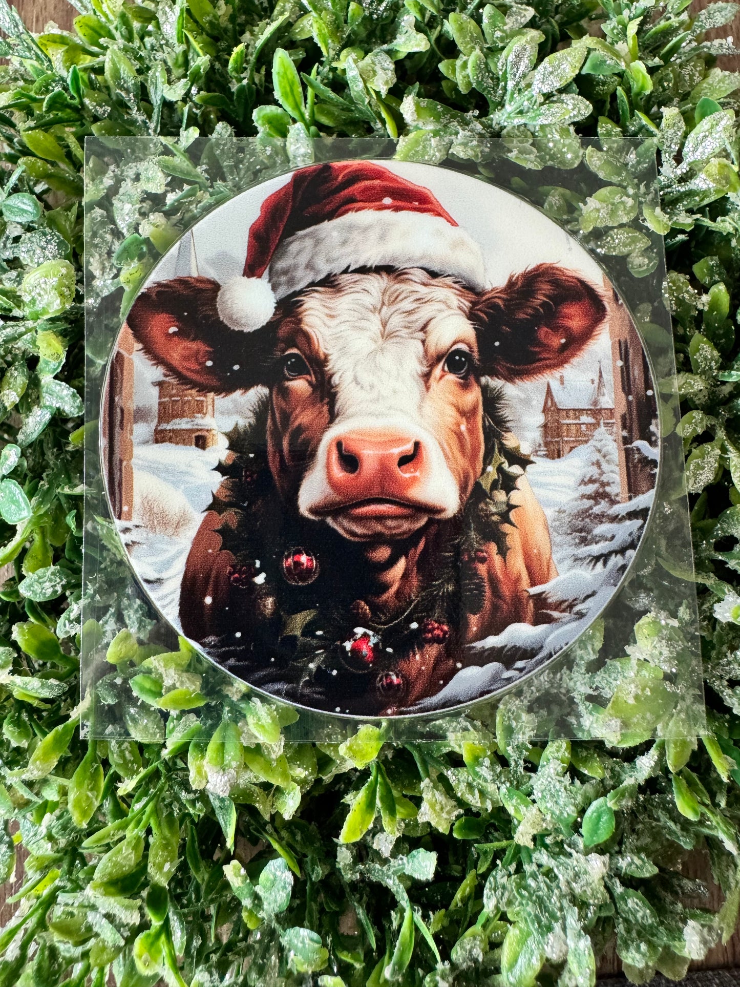 Santa Cow Circle Decal
