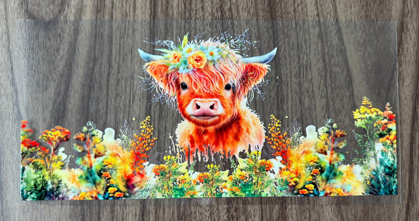 Flowery Highland Cow Cup Wrap