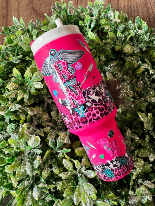 Pink RN Mini Tumbler Keychain