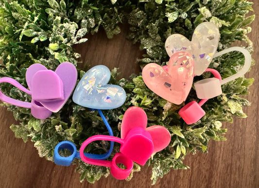 Sparkly Heart Straw Toppers