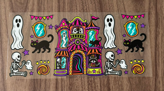 Colorful Haunted House Cup Wrap