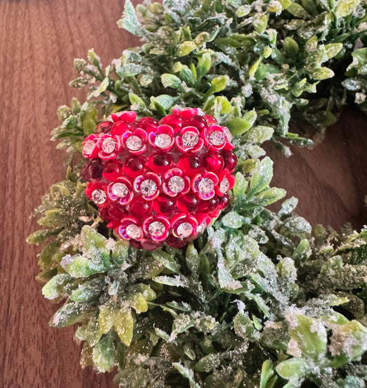 Red Flower Heart Bead