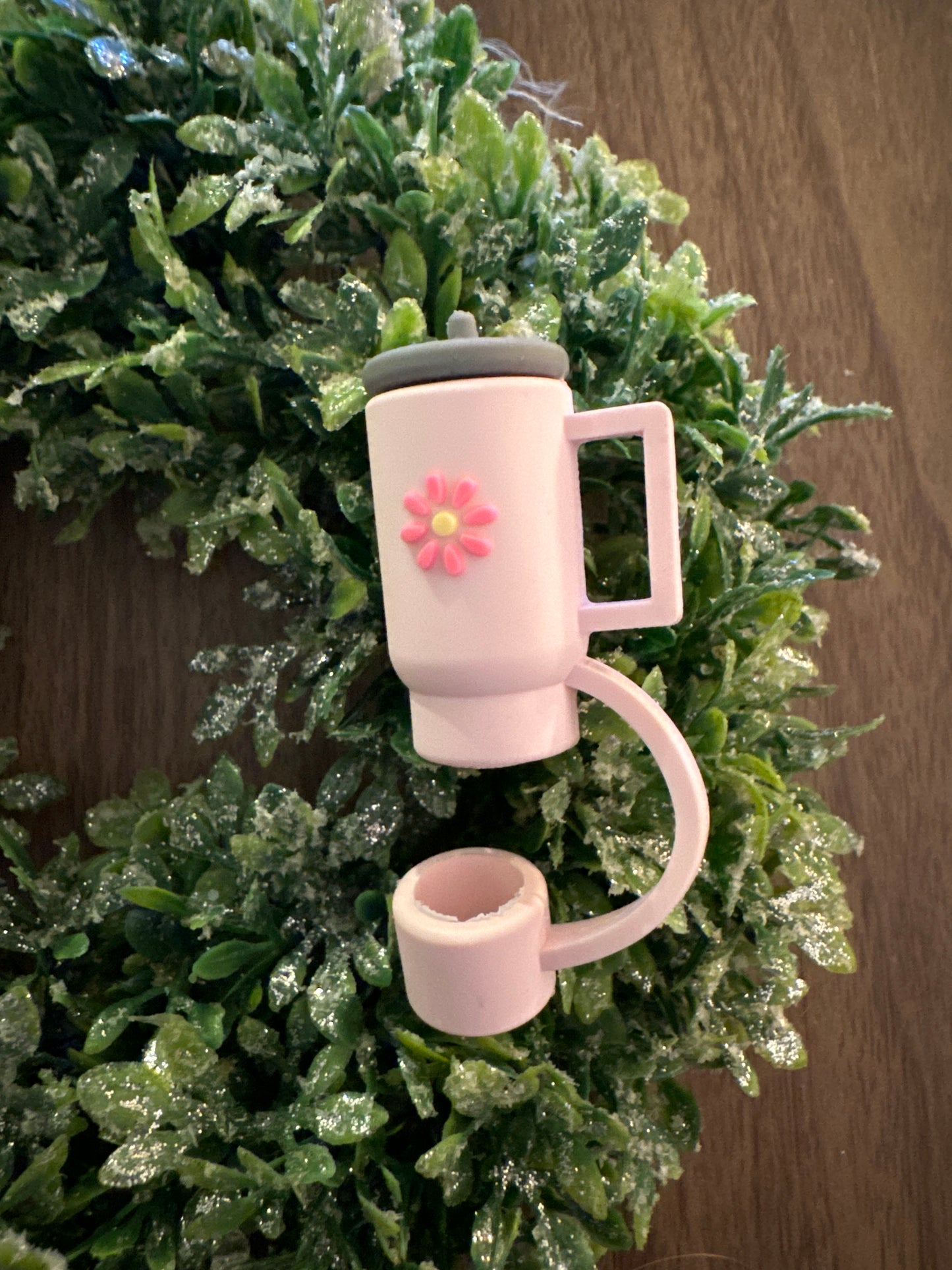 Light Pink Flower Tumbler Straw Topper