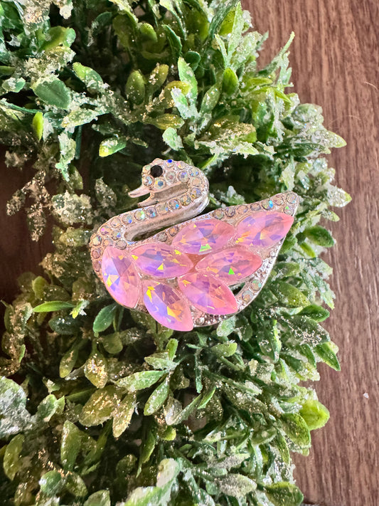 Pink Crystal Swan Bead