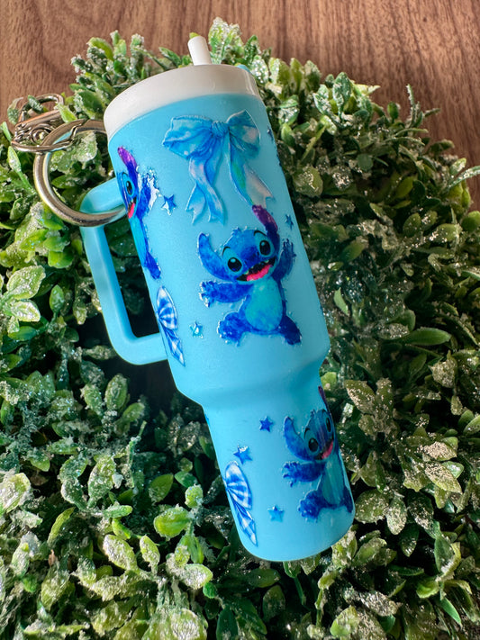 Blue Alien Bows Mini Tumbler Keychain