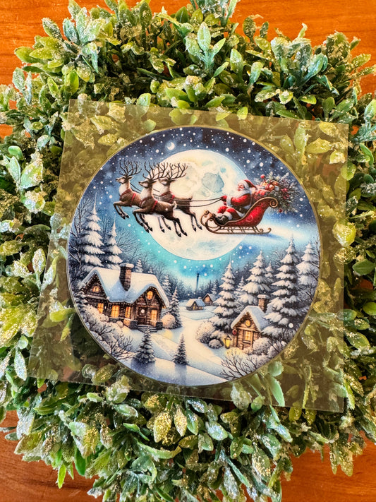 Christmas Night Flight Circle Decal