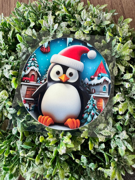 Christmas Penguin Circle Decal