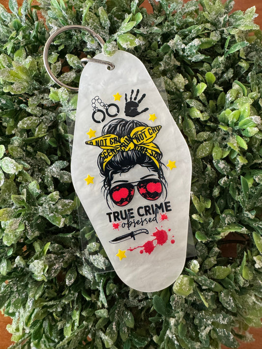 True Crime Obsessed Keychain Decal