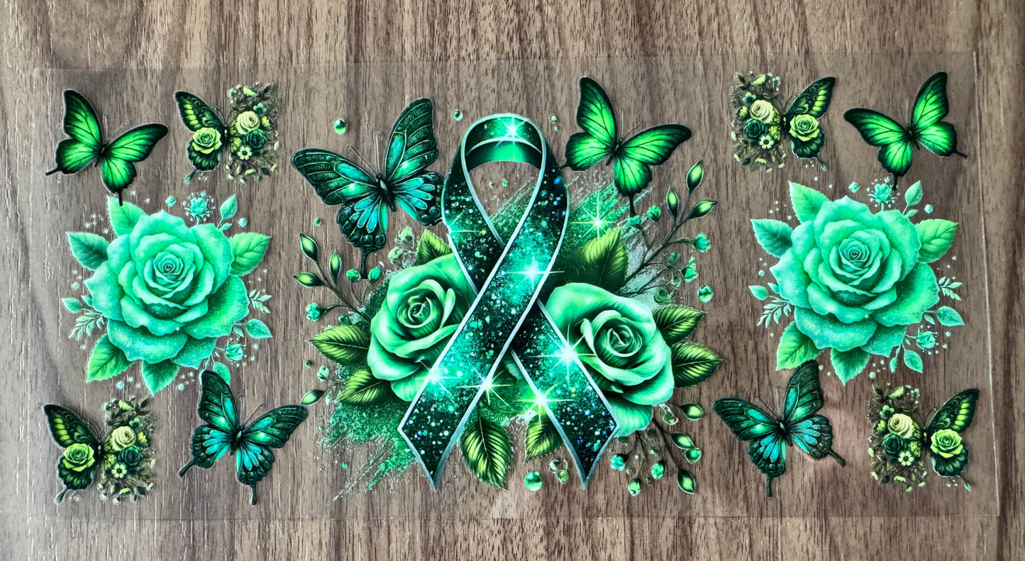 Green Sparkly Awareness Ribbon Cup Wrap