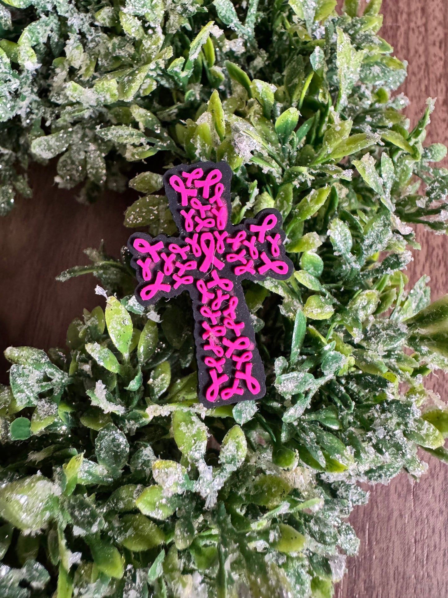 Pink Ribbon Cross Focal