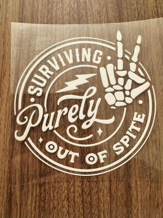 White Surviving Spite Decal