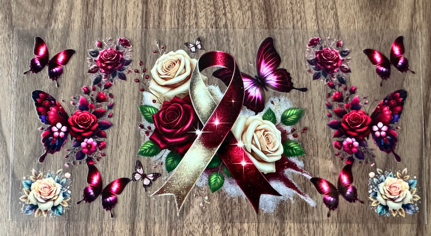 Cream & Maroon Awareness Ribbon Cup Wrap