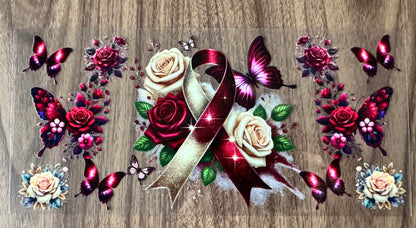 Cream & Maroon Awareness Ribbon Cup Wrap