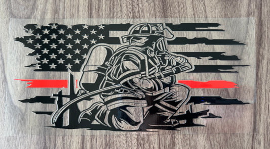 Red Firefighter Flag Cup Wrap