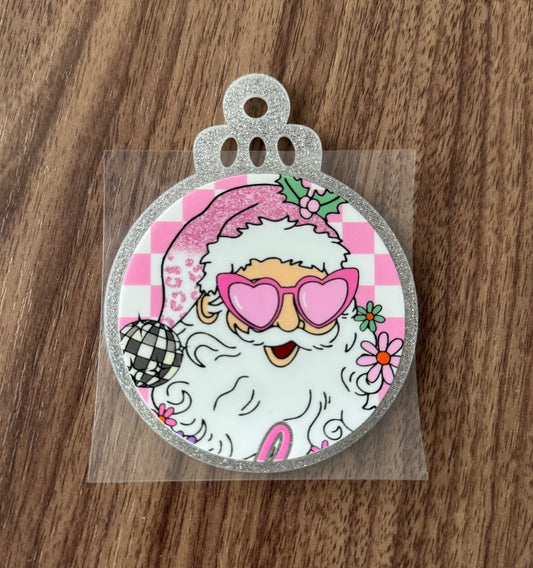 Pink Santa Circle Decal