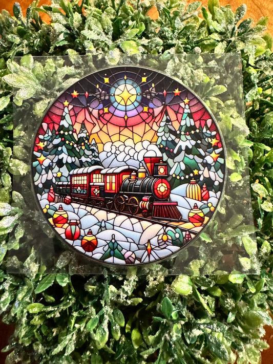 Night Time Christmas Train Circle Decal