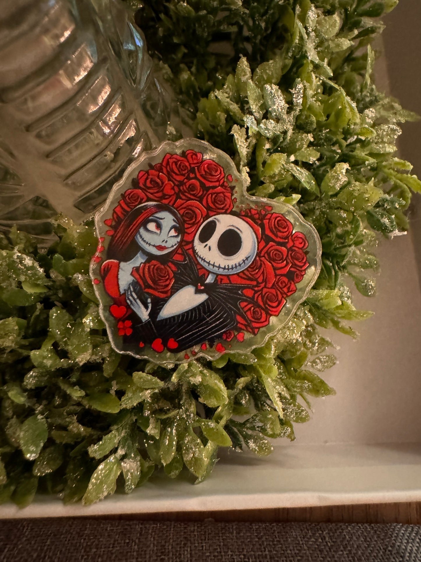 Jack & Sally Rose Heart Acrylic