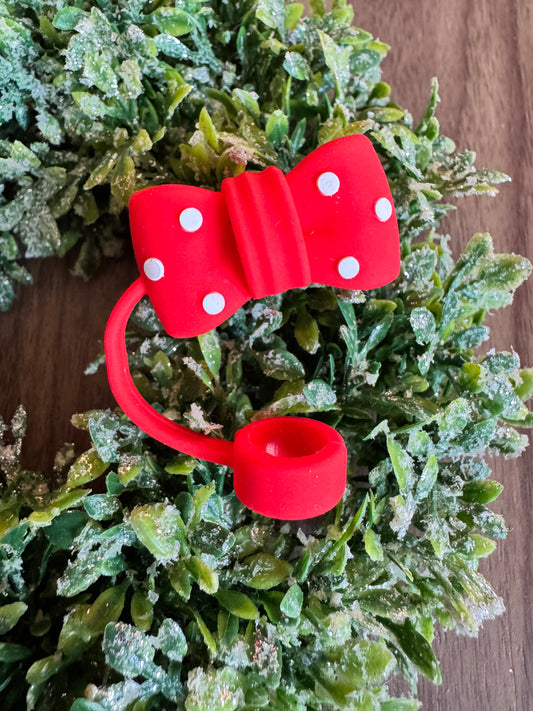 Red Bow Straw Topper