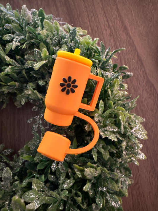 Orange Flower Tumbler Straw Topper