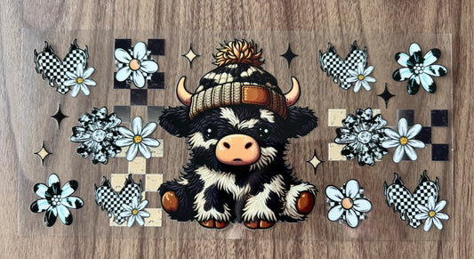 Fluffy White & Black Cow Cup Wrap