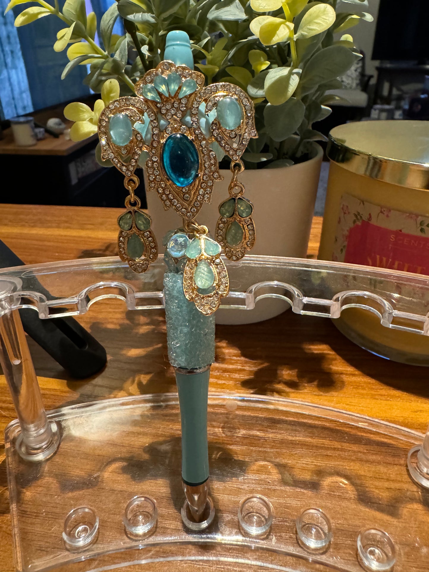 Teal & Gold Jewel Pen