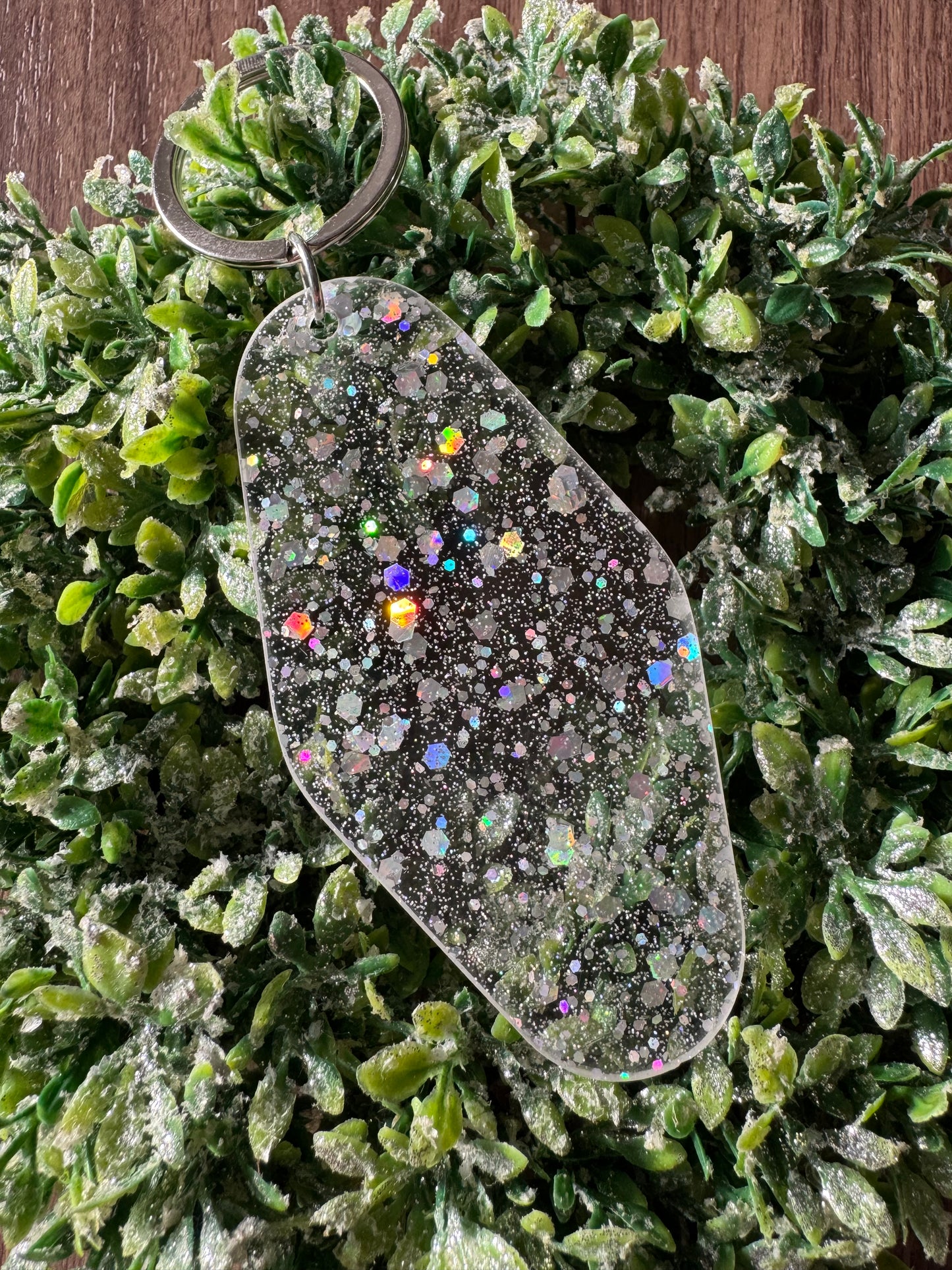 Holographic Sparkle Motel Keychain