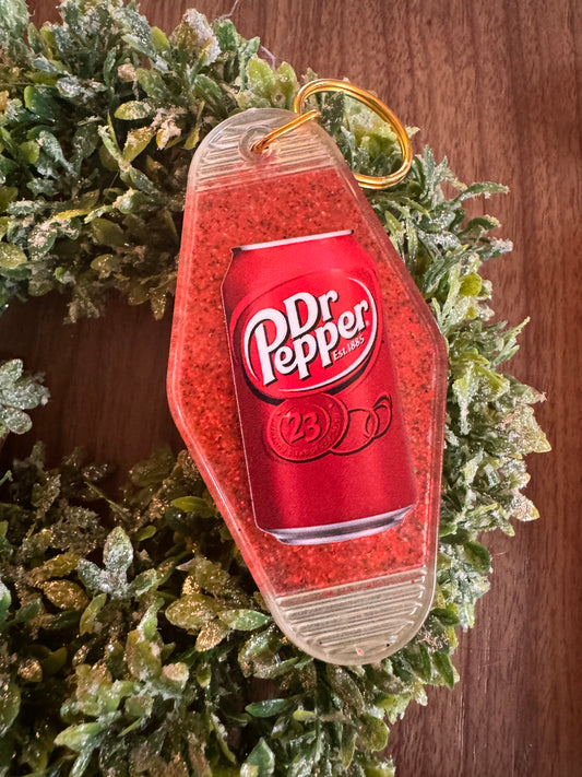 Sparkly Dr. Pepper Keychain