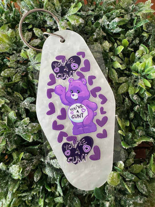 Purple Hearts Swear Bear Keychain Decal