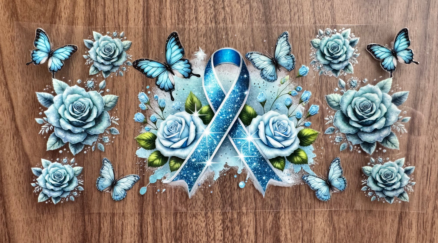 Blue Sparkly Awareness Ribbon Cup Wrap