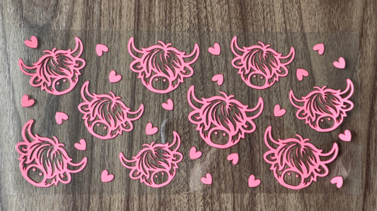 Pink Highland Cow Cup Wrap