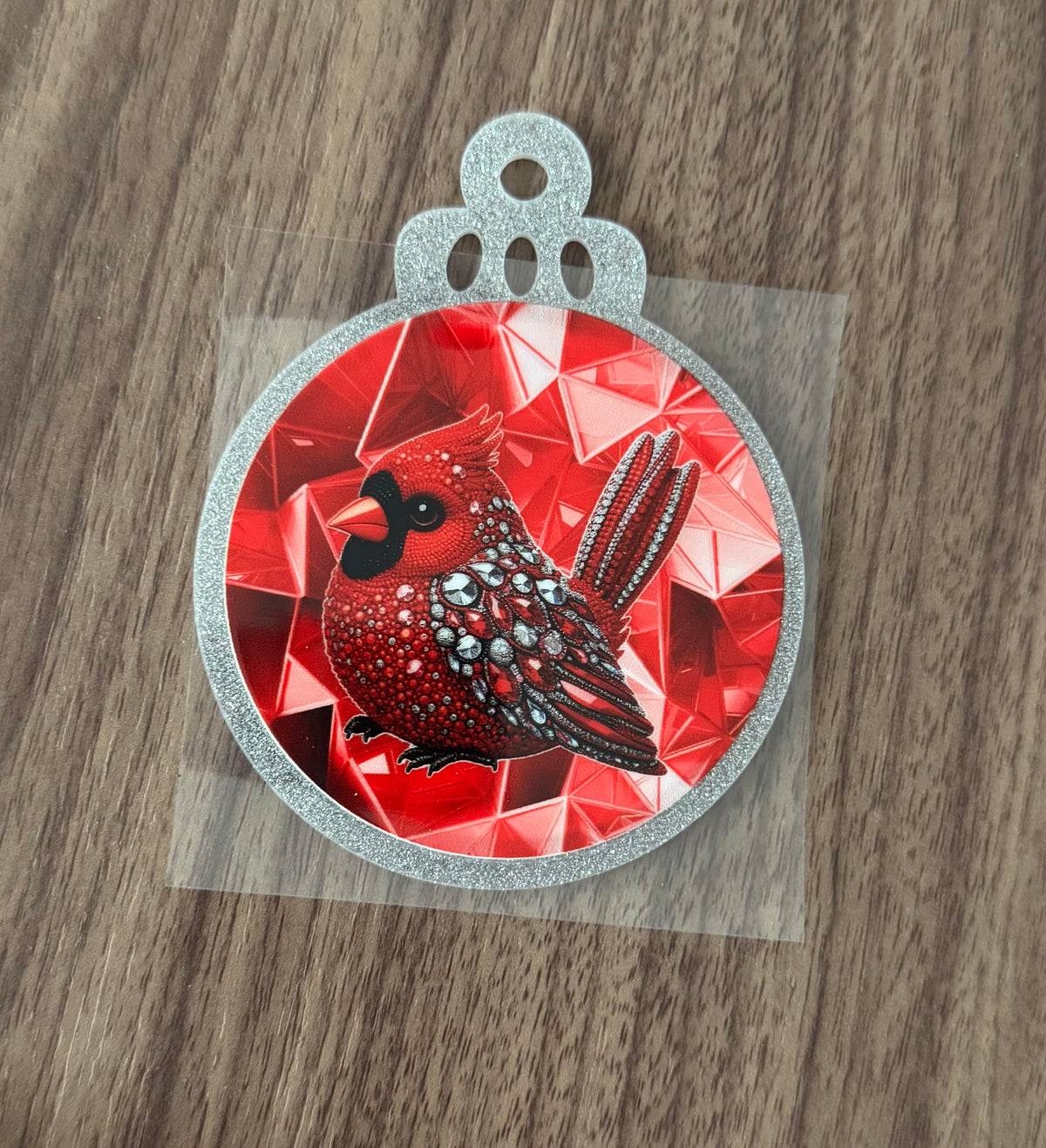 Jeweled Cardinal Circle Decal