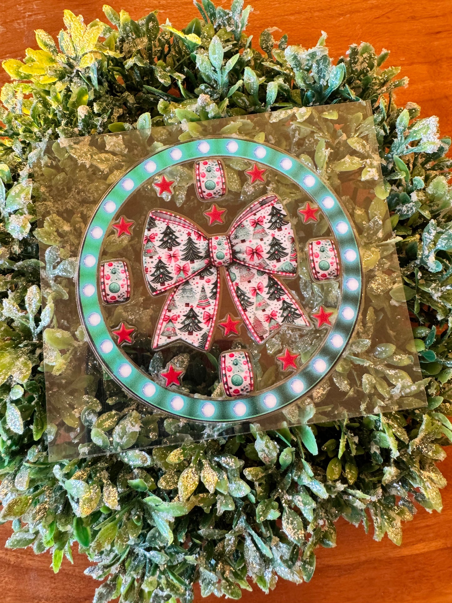 Christmas Trees Bow Circle Decal