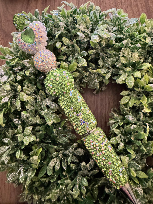 Green Crystal Heart Fancy Pen