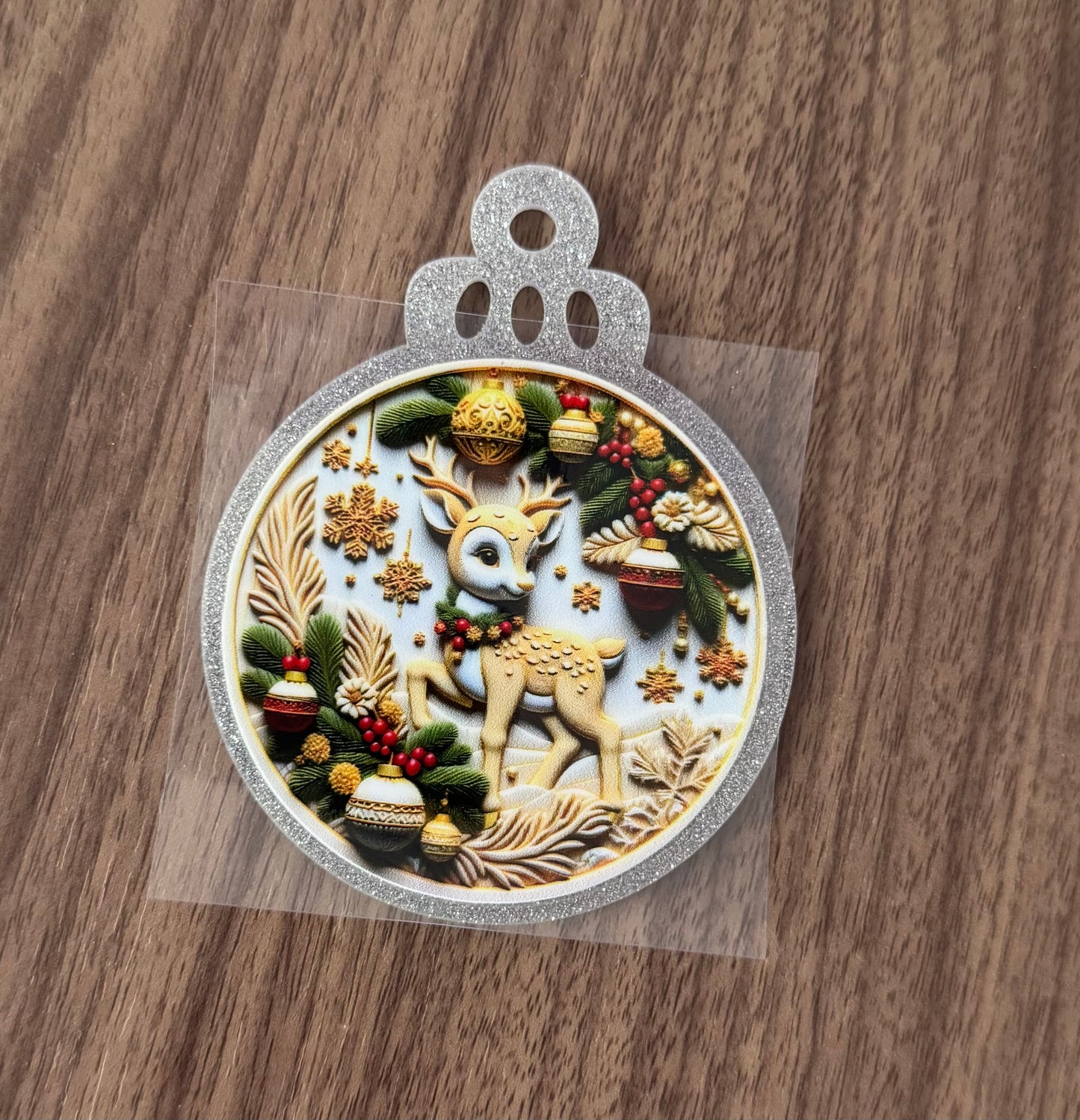 Golden Reindeer Circle Decal