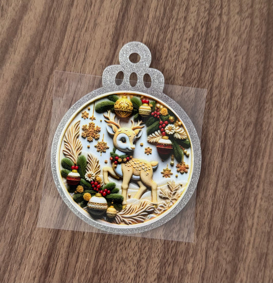 Golden Reindeer Circle Decal