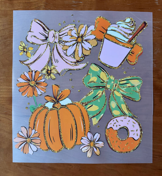 Flowery Fall & Bows Transfer