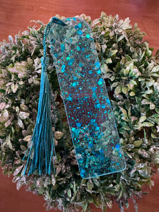 Teal Confetti Sparkles Bookmark