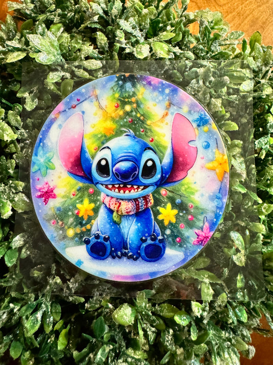 Christmas Tree Blue Alien Circle Decal