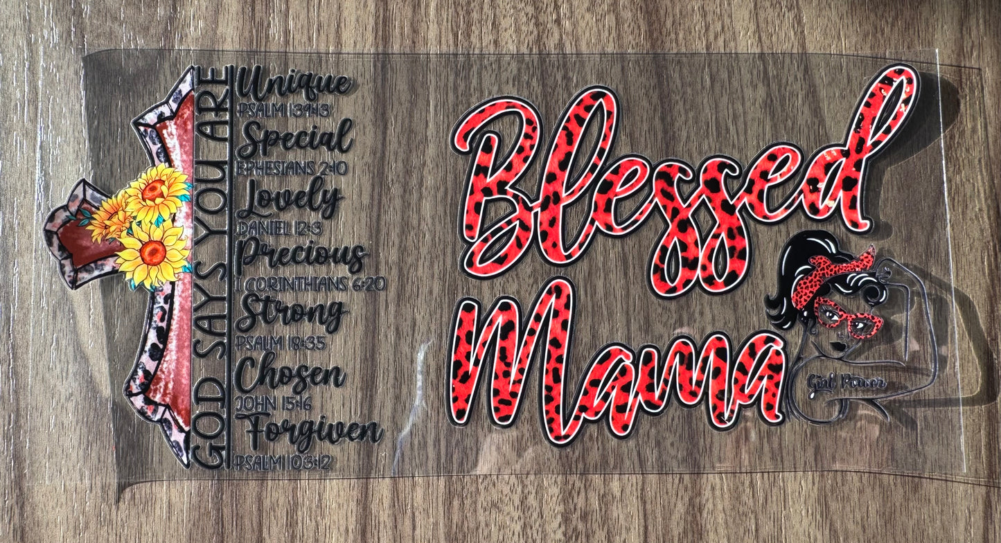 Blessed Mama & Cross Decal Sheet