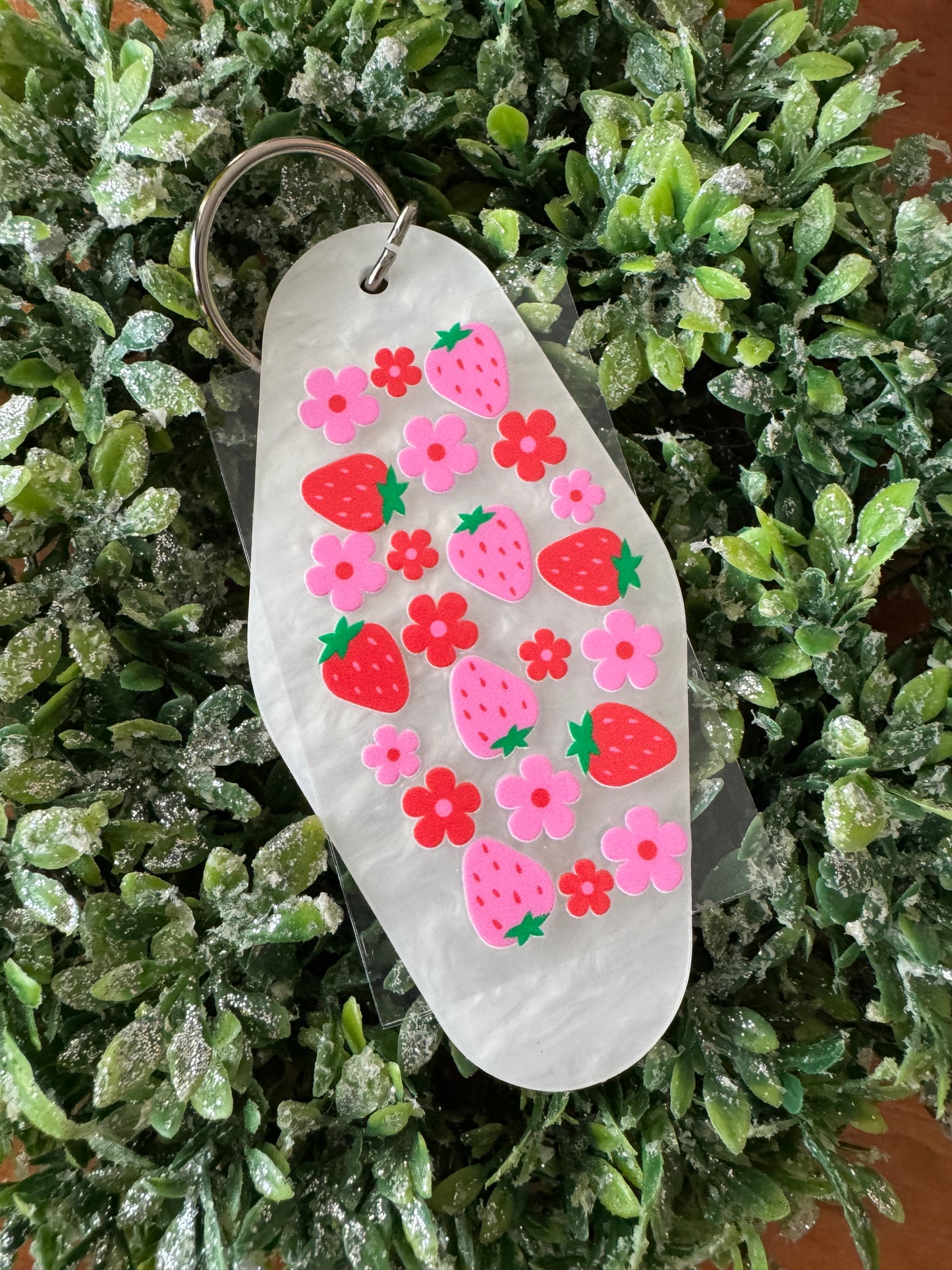 Strawberries & Flowers Keychain Decal