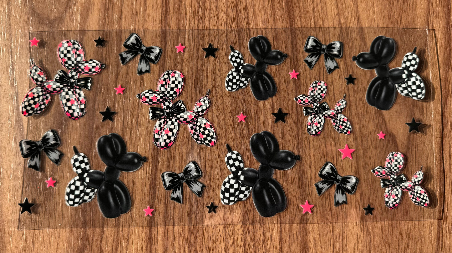 Black & Pink Balloon Dogs Cup Wrap