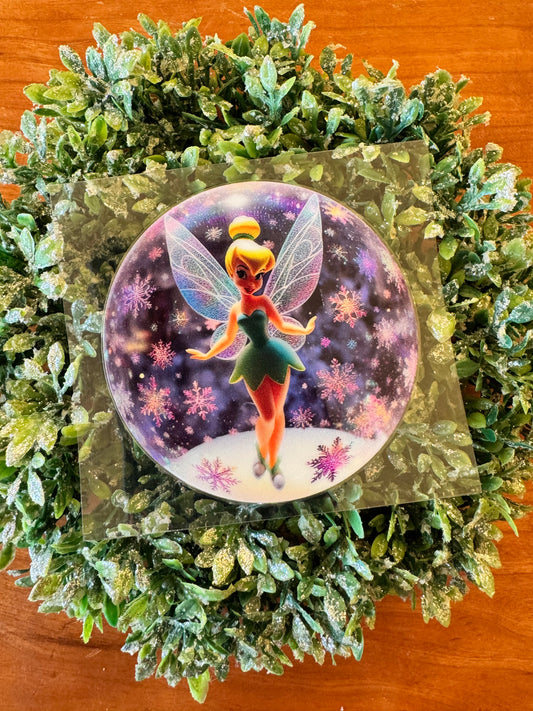 Snowing Green Fairy Circle Decal