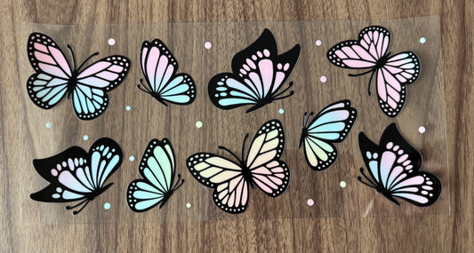 Pastel Rainbow Butterflies Cup Wrap