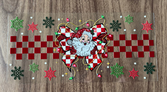 Checkered Santa Bow Cup Wrap