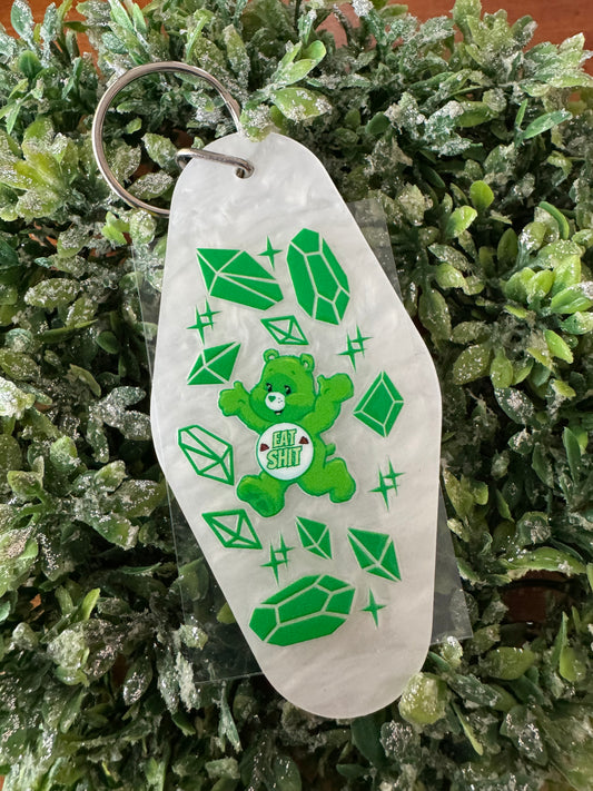Green Crystal Swear Bear Keychain Decal
