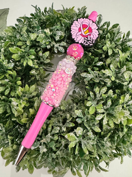 Pink Awareness Ribbon Sunflower Pen
